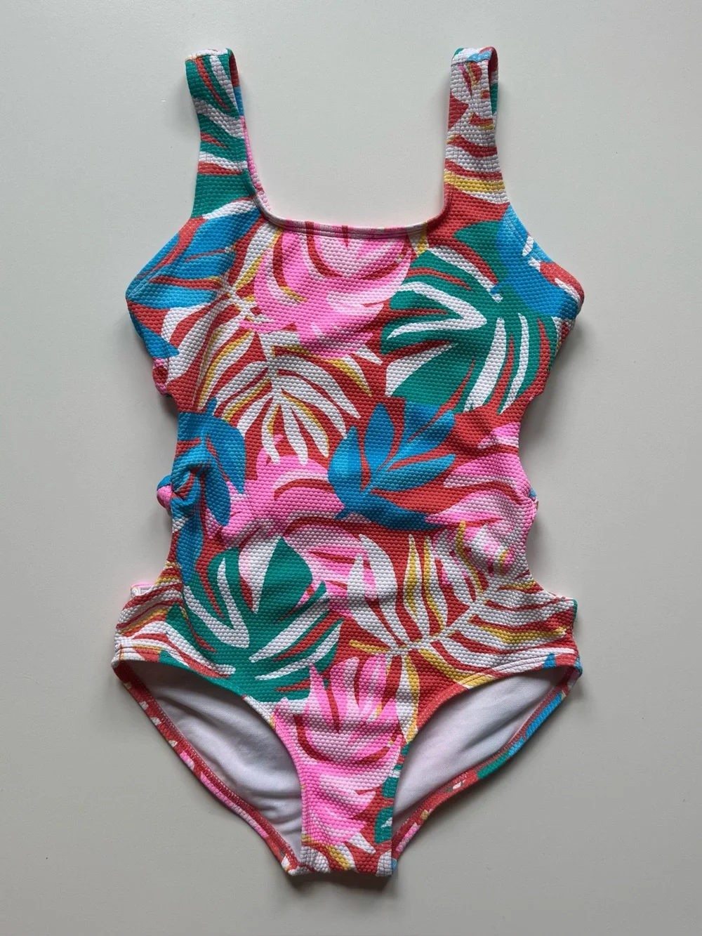 Cat & Jack Girls Multicolor Tropical Leaf One-Piece Swimsuit - Size M (7/8)